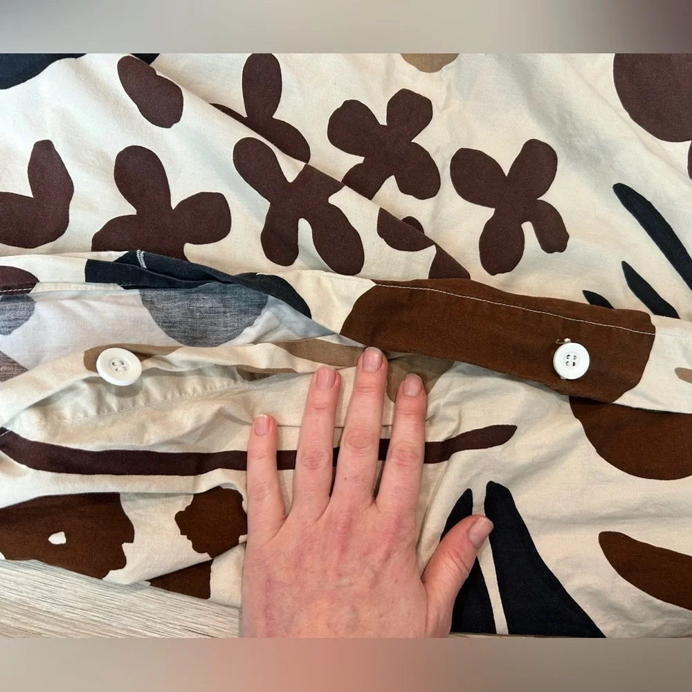 Marimekko Floral Duvet Cover in Cream, Brown, and Black